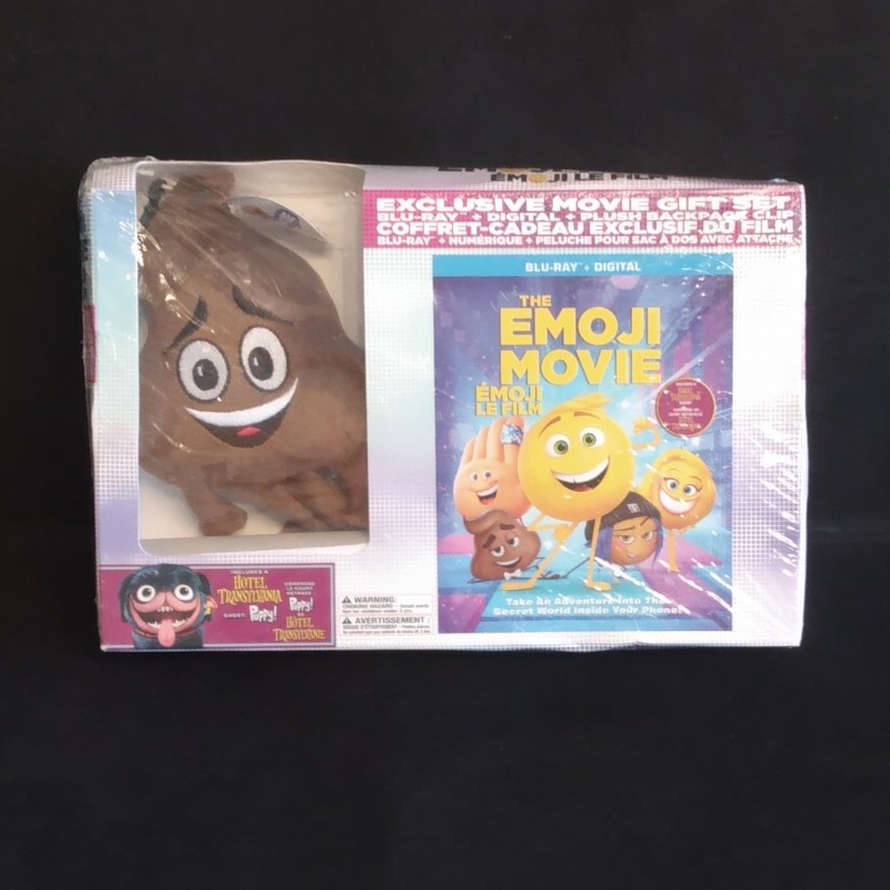 The Emoji Movie With Plush Backpack Clip-Poop-Exclusive Movie Gift Set-Blu-Ray